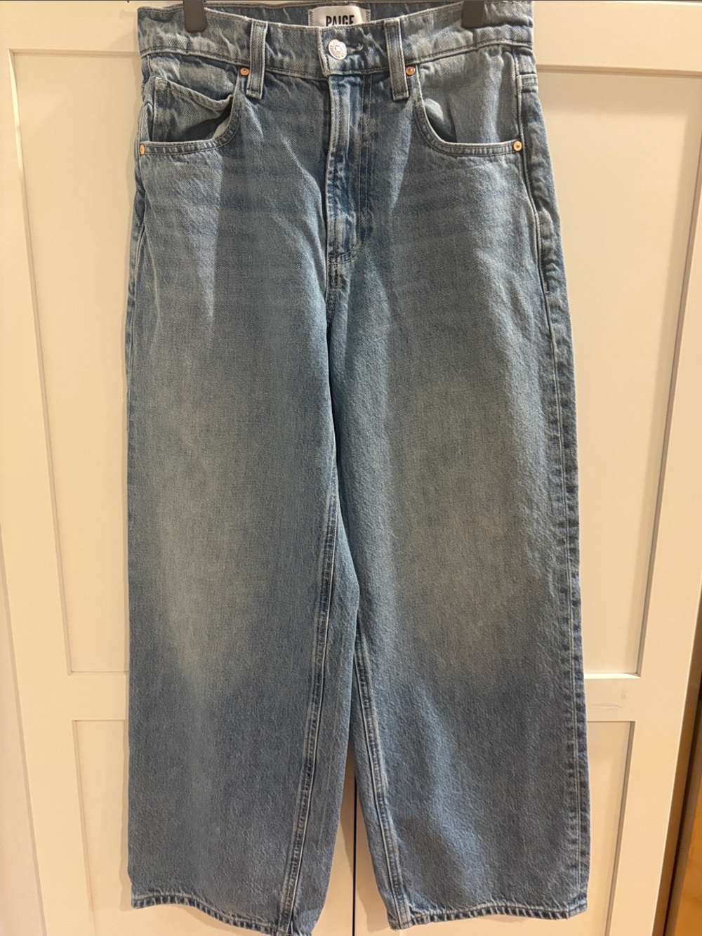 PAIGE Women’s Light Wash Relaxed Wide-Leg Jeans